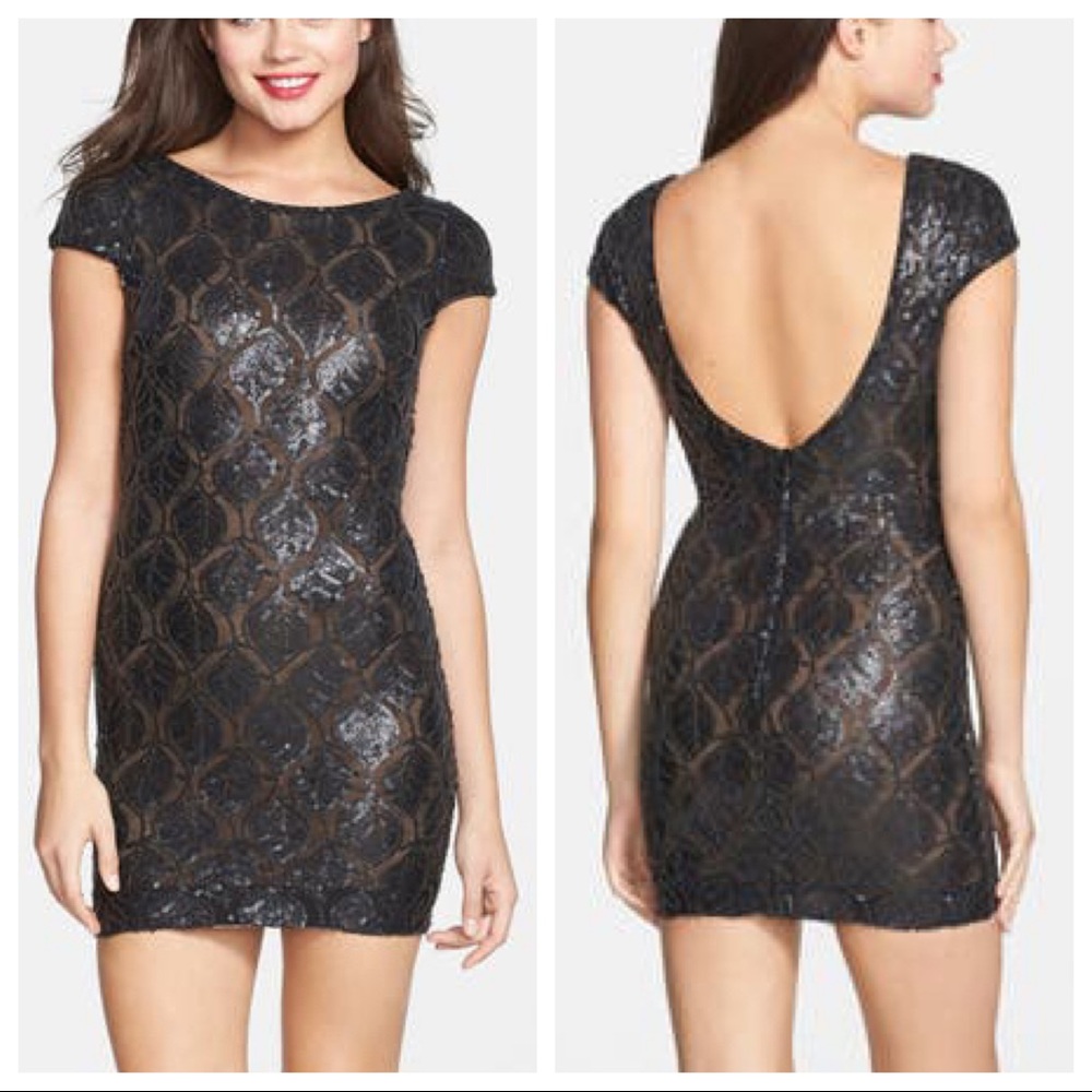 DRESS THE POPULATION Tabitha Sequin Mini Dress XS